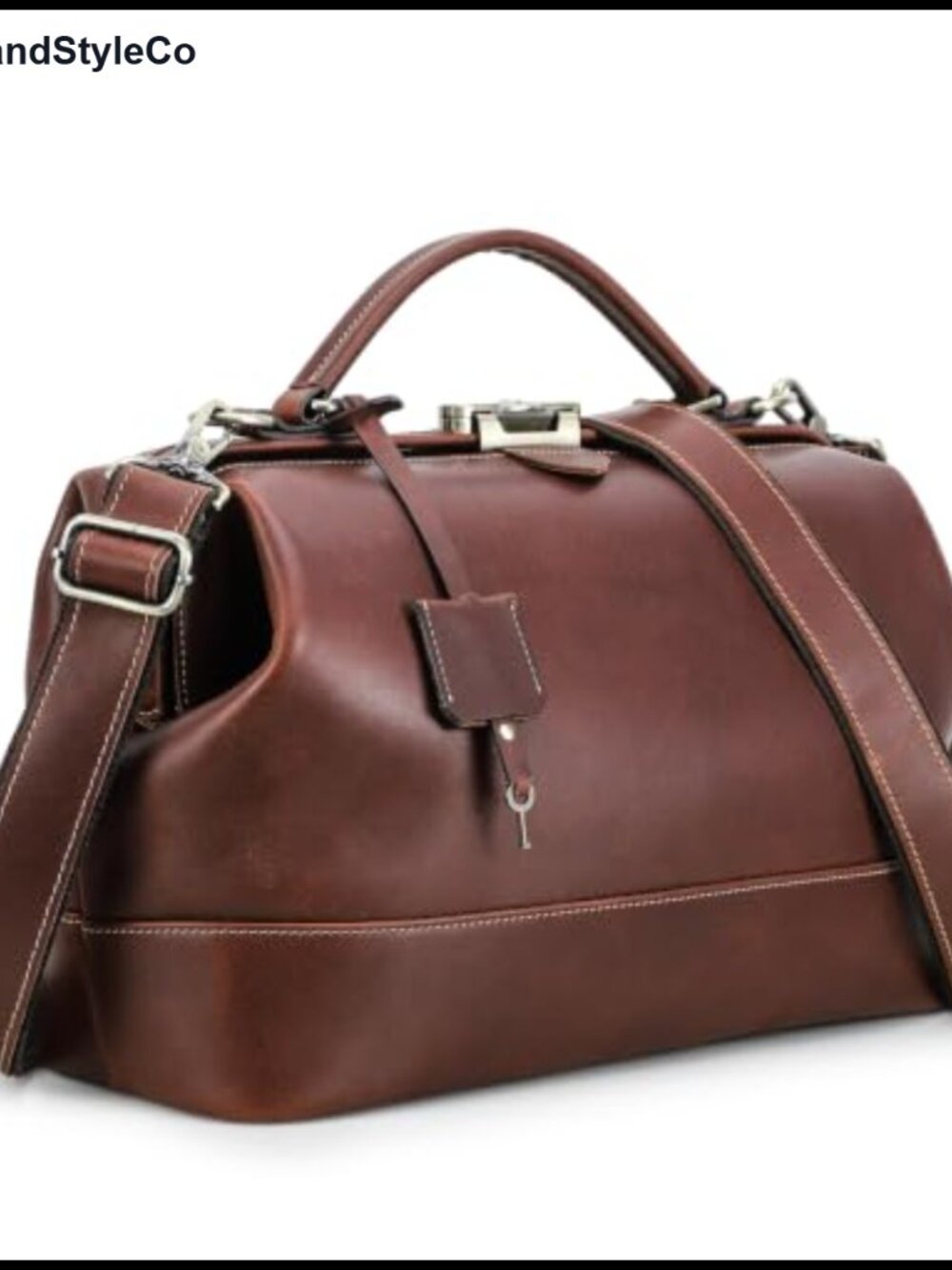 WELRO Full Grain Leather Doctor Bag Handbag Shoulder Bag